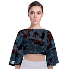 Gear Gears Technology Transmission Tie Back Butterfly Sleeve Chiffon Top by Simbadda