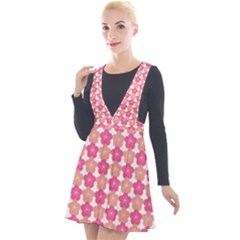 Sakura Flower Pattern Plunge Pinafore Velour Dress