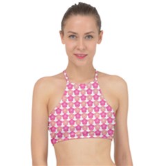 Sakura Flower Pattern Racer Front Bikini Top