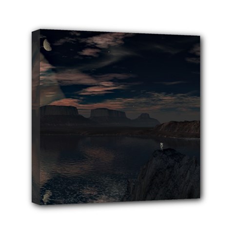 Landscape Planet Sky Lake Mini Canvas 6  X 6  (stretched) by Simbadda