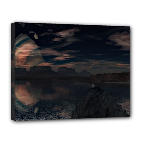 Landscape Planet Sky Lake Canvas 14  X 11  (stretched) by Simbadda