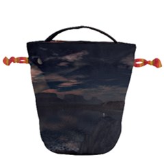 Landscape Planet Sky Lake Drawstring Bucket Bag by Simbadda