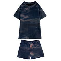 Landscape Planet Sky Lake Kids  Swim Tee And Shorts Set by Simbadda