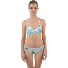 Scrapbooking Tropical Pattern Wrap Around Bikini Set by Simbadda