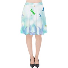 Scrapbooking Tropical Pattern Velvet High Waist Skirt by Simbadda