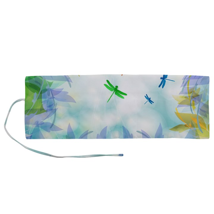 Scrapbooking Tropical Pattern Roll Up Canvas Pencil Holder (M)