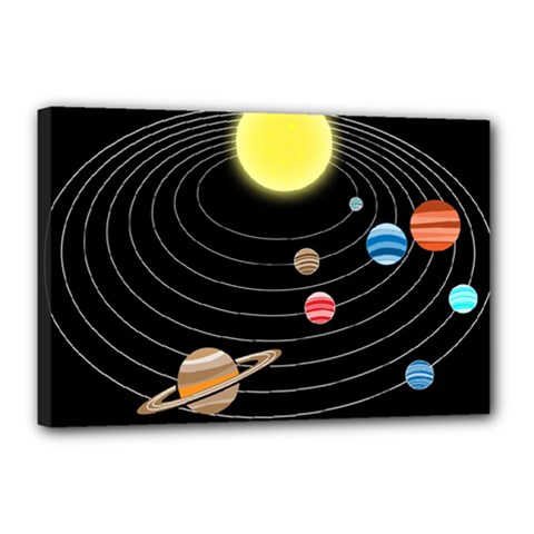 Solar System Planets Sun Space Canvas 18  X 12  (stretched) by Simbadda