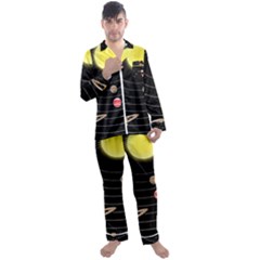 Solar System Planets Sun Space Men s Satin Pajamas Long Pants Set by Simbadda