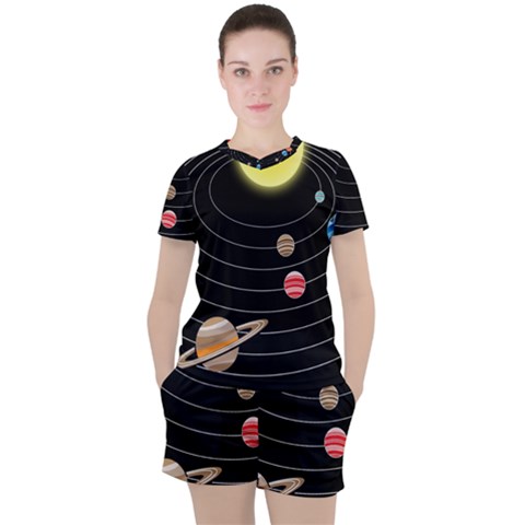 Solar System Planets Sun Space Women s Tee And Shorts Set by Simbadda