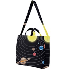 Solar System Planets Sun Space Square Shoulder Tote Bag by Simbadda