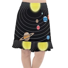 Solar System Planets Sun Space Fishtail Chiffon Skirt