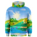 Tropical Resort Huts Lake River Men s Overhead Hoodie View1