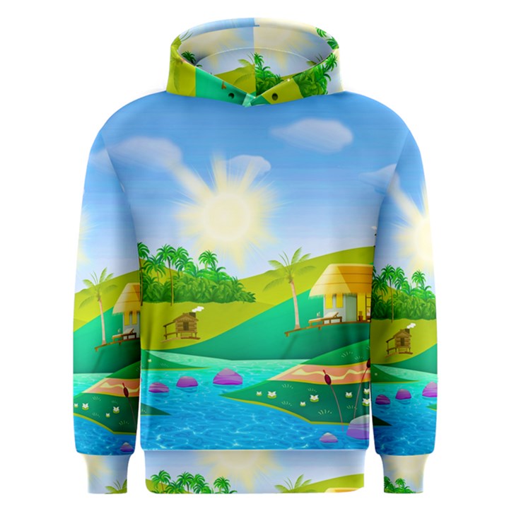 Tropical Resort Huts Lake River Men s Overhead Hoodie