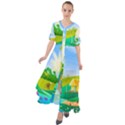 Tropical Resort Huts Lake River Waist Tie Boho Maxi Dress View1