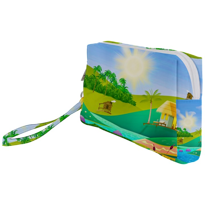 Tropical Resort Huts Lake River Wristlet Pouch Bag (Small)