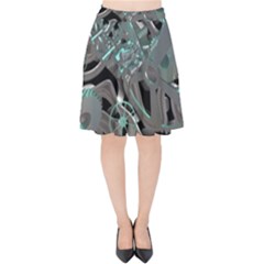 Gears Machine Machines Velvet High Waist Skirt by Bajindul