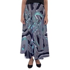 Gears Machine Machines Flared Maxi Skirt by Bajindul