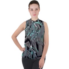 Gears Machine Machines Mock Neck Chiffon Sleeveless Top by Bajindul