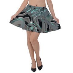 Gears Machine Machines Velvet Skater Skirt by Bajindul