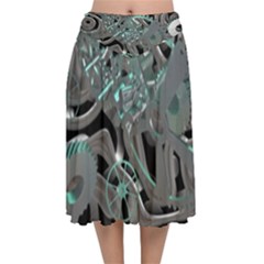 Gears Machine Machines Velvet Flared Midi Skirt by Bajindul