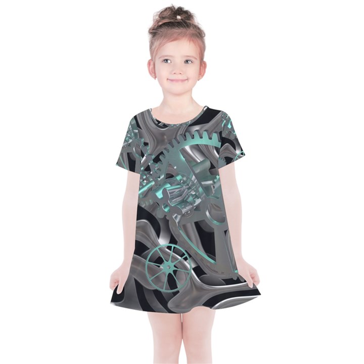 Gears Machine Machines Kids  Simple Cotton Dress