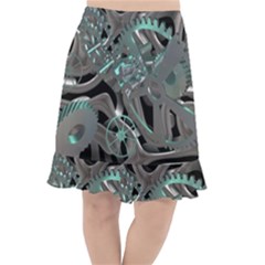 Gears Machine Machines Fishtail Chiffon Skirt