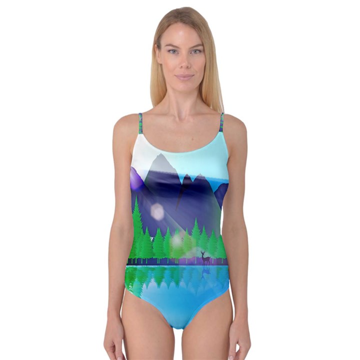 Forest Landscape Pine Trees Forest Camisole Leotard 