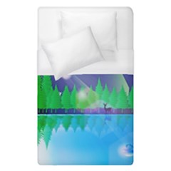 Forest Landscape Pine Trees Forest Duvet Cover (single Size) by Simbadda