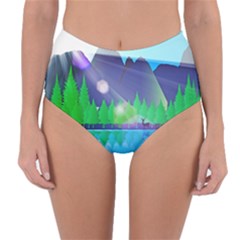 Forest Landscape Pine Trees Forest Reversible High-waist Bikini Bottoms by Simbadda