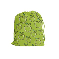 Fruit Apple Green Drawstring Pouch (large)