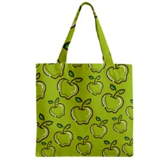 Fruit Apple Green Zipper Grocery Tote Bag by HermanTelo