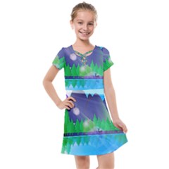 Forest Landscape Pine Trees Forest Kids  Cross Web Dress by Simbadda