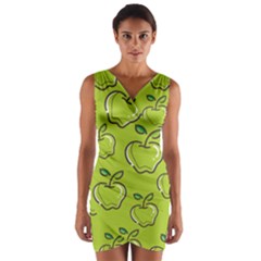 Fruit Apple Green Wrap Front Bodycon Dress