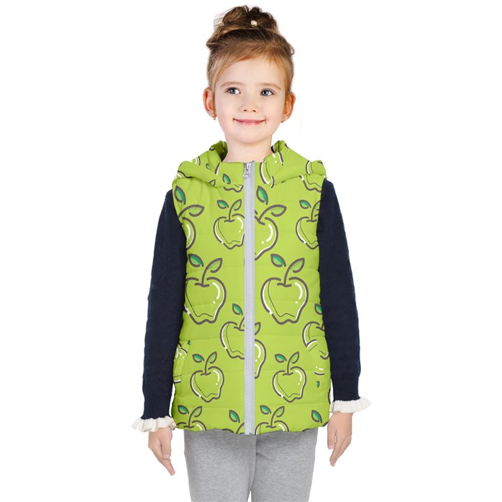 Fruit Apple Green Kids  Hooded Puffer Vest