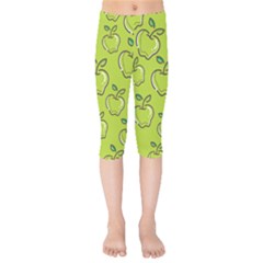 Fruit Apple Green Kids  Capri Leggings  by HermanTelo