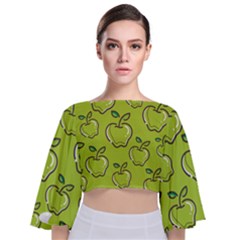 Fruit Apple Green Tie Back Butterfly Sleeve Chiffon Top by HermanTelo