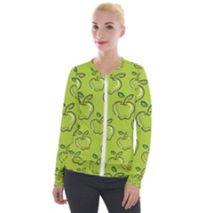 Fruit Apple Green Velour Zip Up Jacket