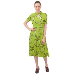 Fruit Apple Green Keyhole Neckline Chiffon Dress