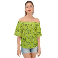 Fruit Apple Green Off Shoulder Short Sleeve Top by HermanTelo