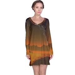 Galaxy Galaxies Bump Together Lava Long Sleeve Nightdress by Simbadda