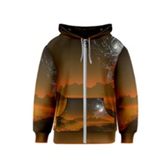 Galaxy Galaxies Bump Together Lava Kids  Zipper Hoodie by Simbadda