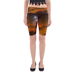 Galaxy Galaxies Bump Together Lava Yoga Cropped Leggings by Simbadda