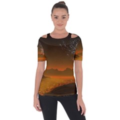 Galaxy Galaxies Bump Together Lava Shoulder Cut Out Short Sleeve Top by Simbadda