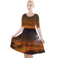 Galaxy Galaxies Bump Together Lava Quarter Sleeve A-line Dress by Simbadda