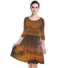 Galaxy Galaxies Bump Together Lava Quarter Sleeve Waist Band Dress by Simbadda