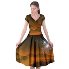 Galaxy Galaxies Bump Together Lava Cap Sleeve Wrap Front Dress by Simbadda