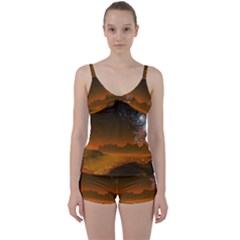 Galaxy Galaxies Bump Together Lava Tie Front Two Piece Tankini by Simbadda