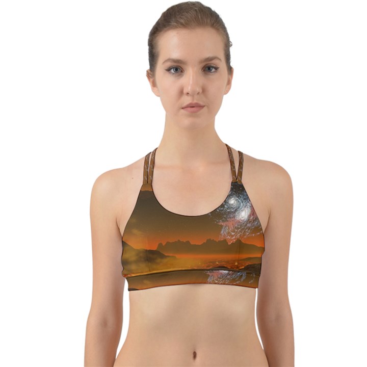 Galaxy Galaxies Bump Together Lava Back Web Sports Bra