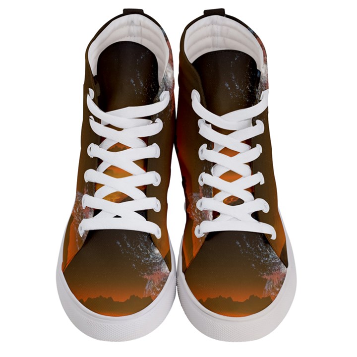 Galaxy Galaxies Bump Together Lava Women s Hi-Top Skate Sneakers