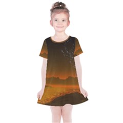 Galaxy Galaxies Bump Together Lava Kids  Simple Cotton Dress by Simbadda